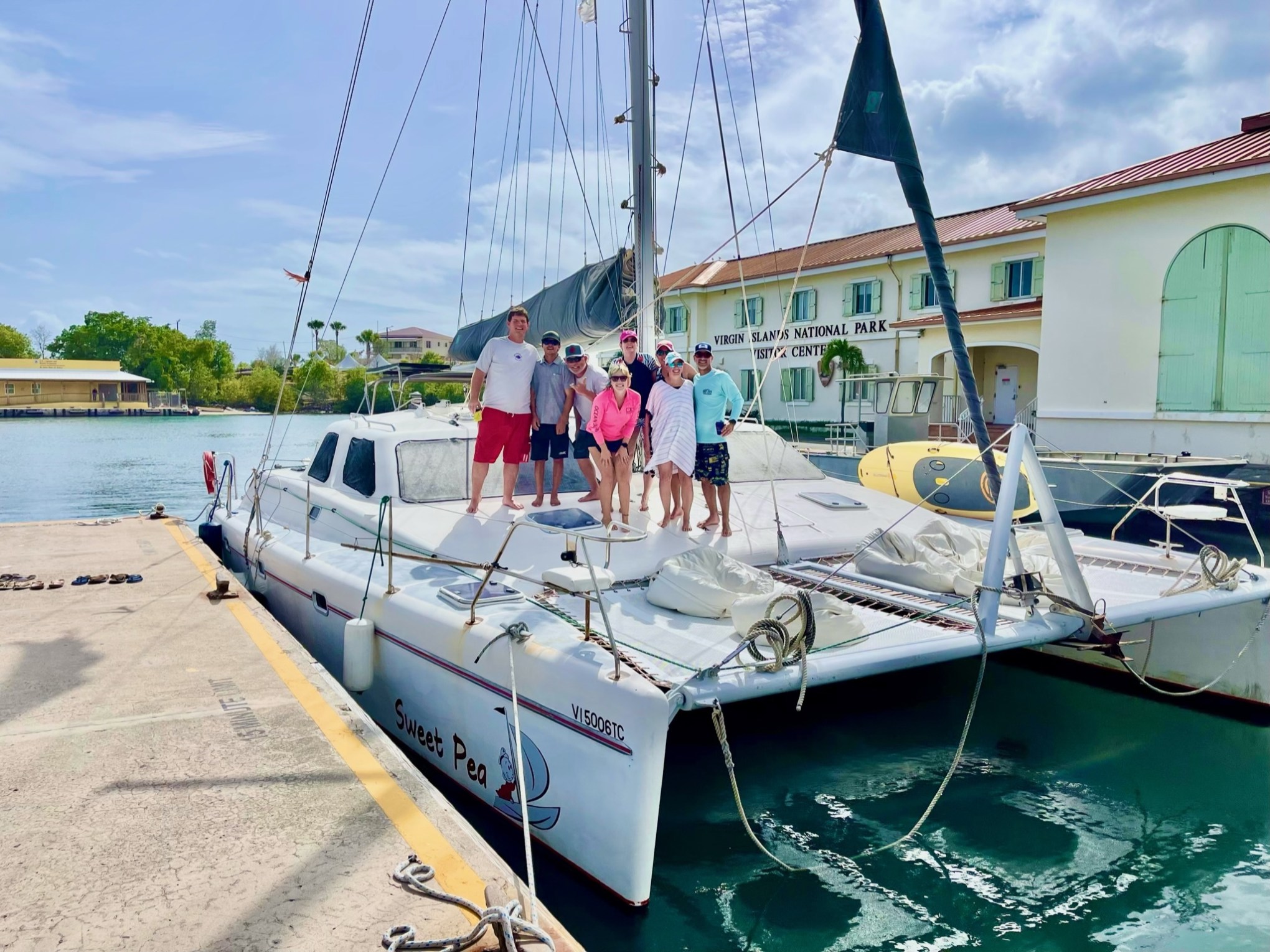 a boat is docked in the water
